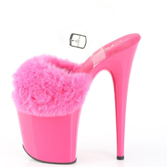 Platform Peep Toe Fur Ankle Strap Shoes - Picture 1 of 5